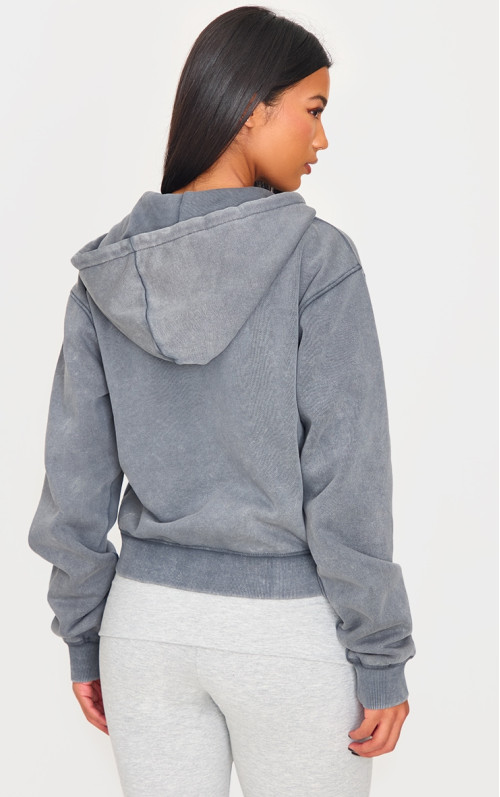 PrettyLittlething Whercoal Mashed Etheded Zip up балахон