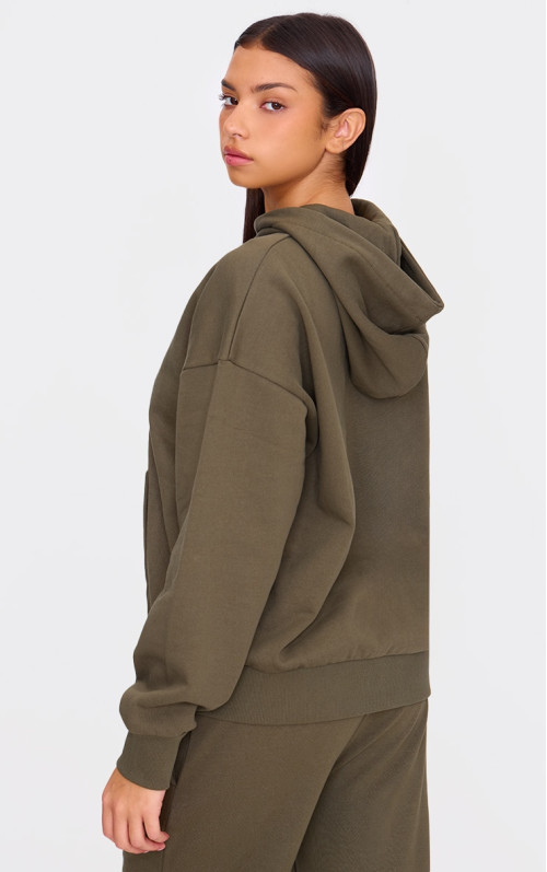 Оливкова толстовка преміум-класу на блискавці великого розміру