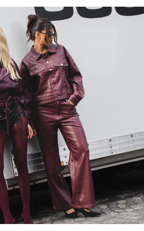 Широкі штани з поліуретану з високою талією