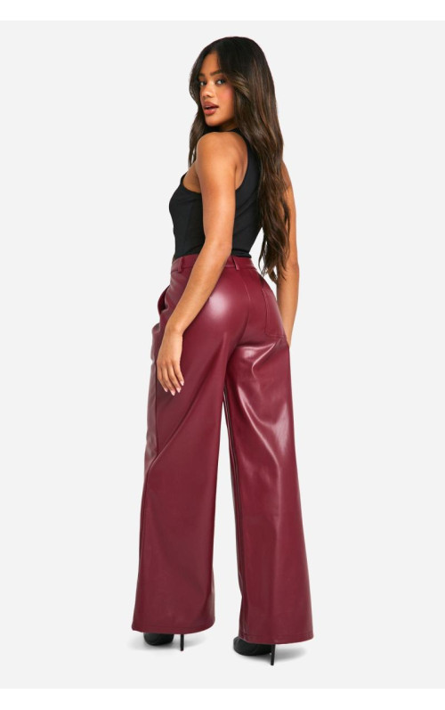 Широкі штани з поліуретану з високою талією