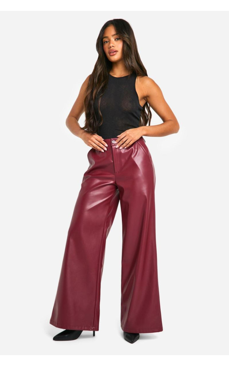 Широкі штани з поліуретану з високою талією