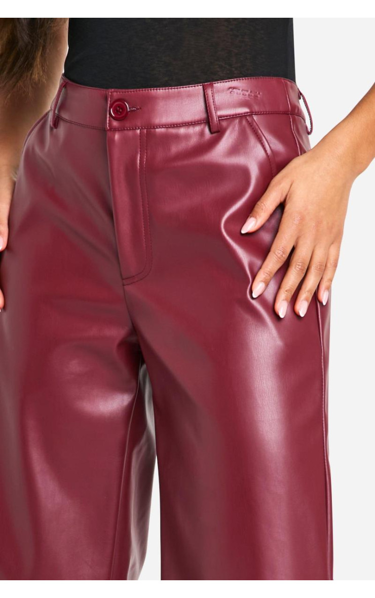 Широкі штани з поліуретану з високою талією