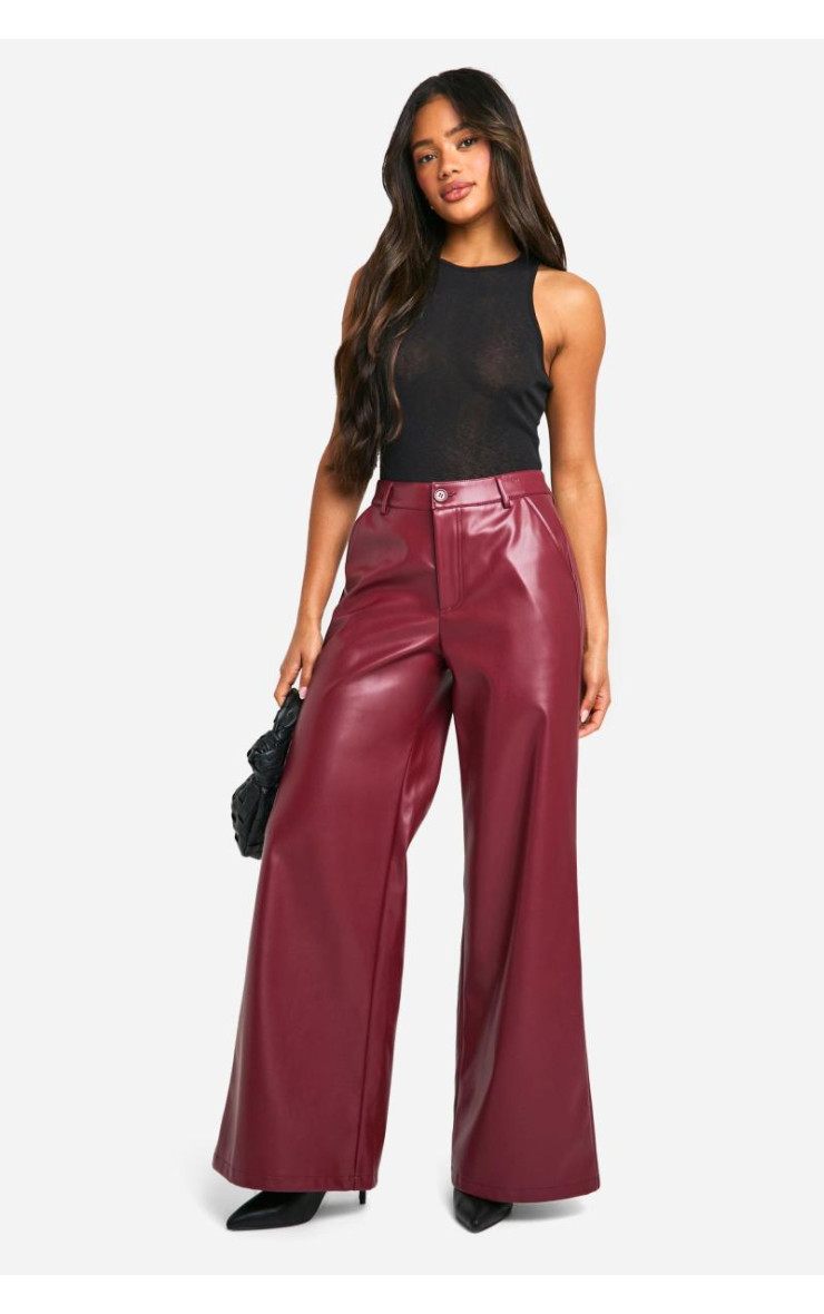 Широкі штани з поліуретану з високою талією