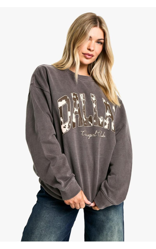 Світшот великого розміру з принтом Dallas Cow