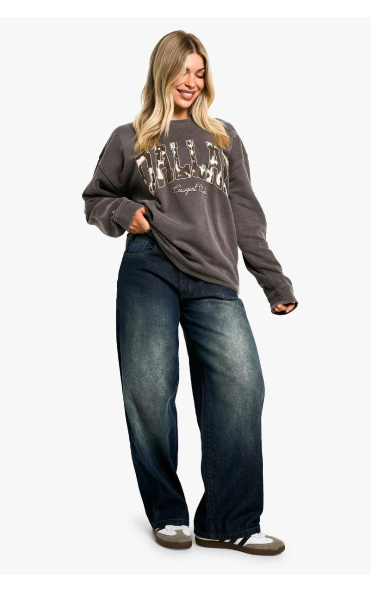 Світшот великого розміру з принтом Dallas Cow