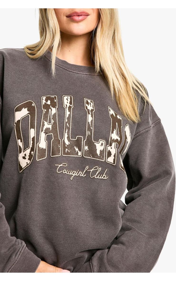 Світшот великого розміру з принтом Dallas Cow