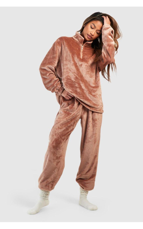 Флісові джоггери з напівзастібкою