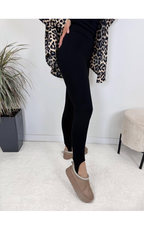 Лосіни чорні зі штрипками на хутрі 