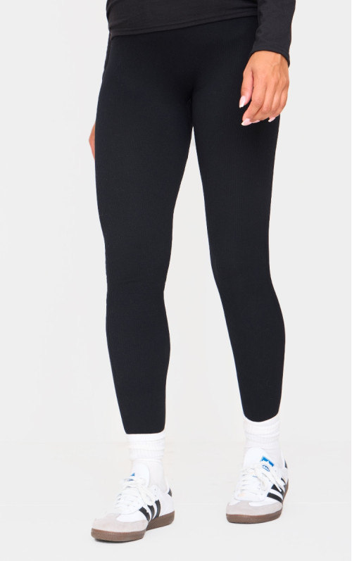 Чорні ребристі легінси для вагітних