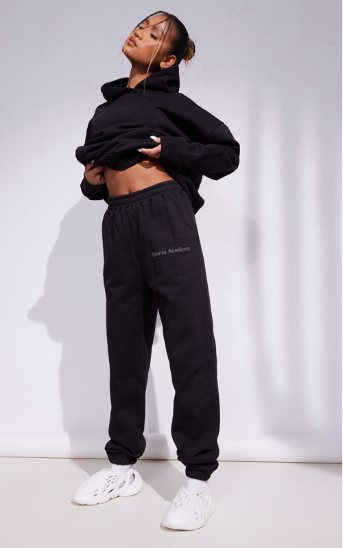 Преміум вугільна чорна спортивна академія Puff Print негабаритні пробіжки