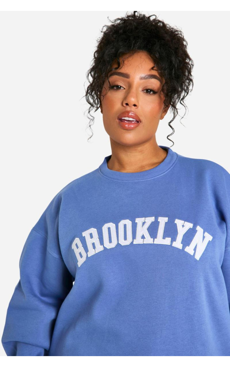 Плюс світшот великого розміру з аплікаціями Brooklyn