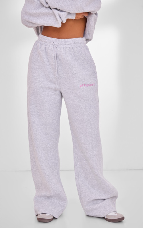 Широкі джоггери PLT SPORT із вишивкою на шнурках і попелясто-сірих штанах