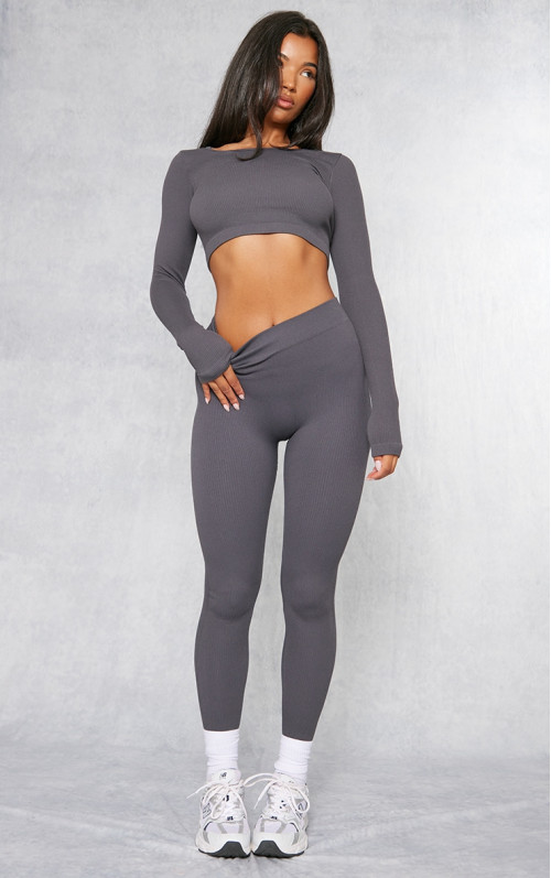 Вугільні структуровані ребристі легінси