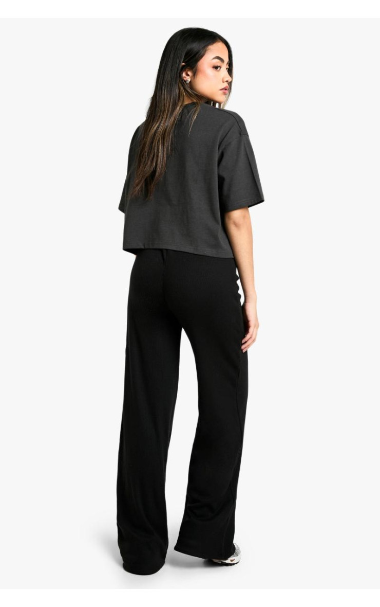 Двошарові модальні широкі брюки в рубчик