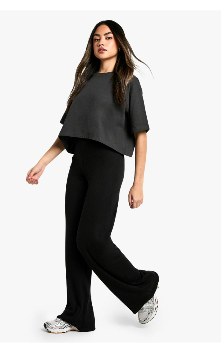 Двошарові модальні широкі брюки в рубчик