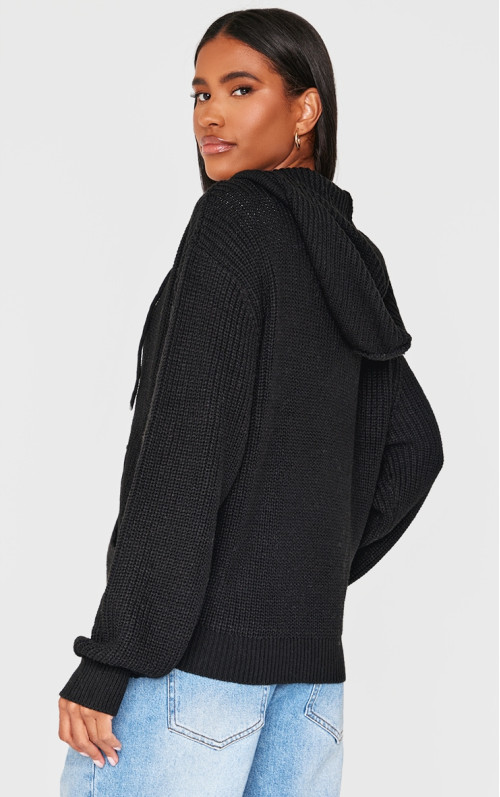 Чорне густе реброве в'язання на блискавці