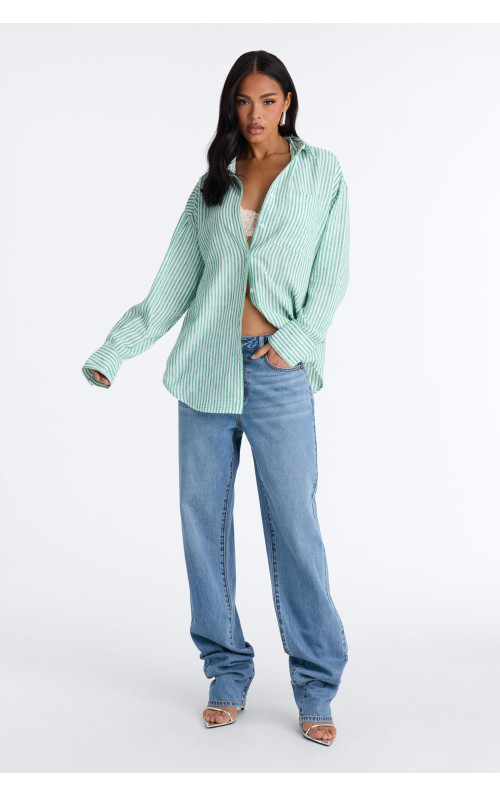 Смугаста лляна сорочка 