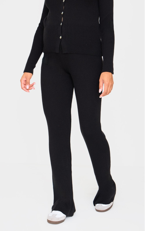 Чорні трикотажні брюки-кльош для вагітних